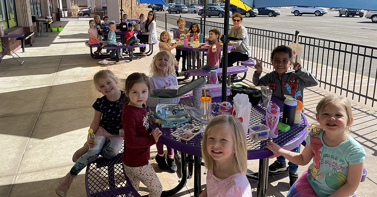 when the weather is nice, FRCS pre-kindergarten students may eat lunch on the patio